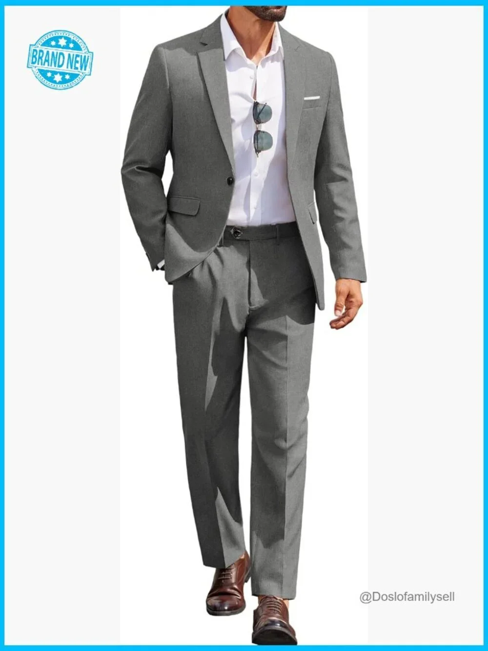 Classic Fit Two Piece Suit Set One Button Blazer Business Wedding Formal